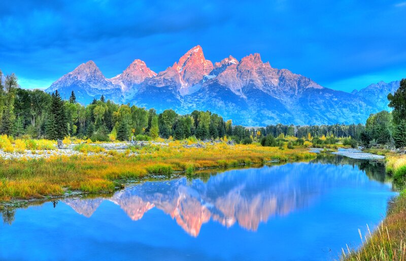 Tetons Mountain Range — Blue, Serene, Sunset