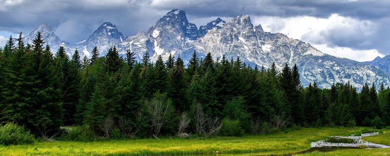 Tetons Mountain Range — Green, Dramatic, Afternoon, Photograph
