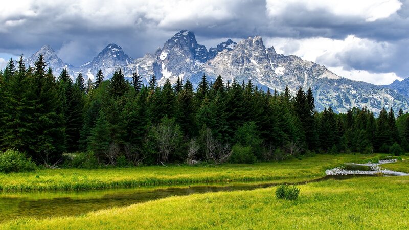 Tetons Mountain Range — Green, Dramatic, Afternoon