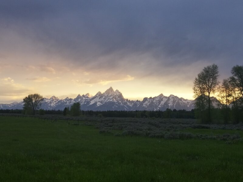 Tetons Mountain Range — Green, Serene, Sunset, Photograph