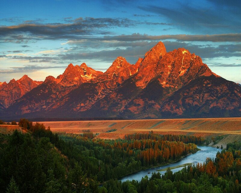 Tetons Mountain Range — Orange, Dramatic, Sunset