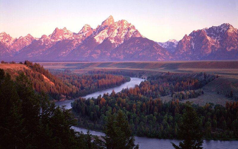 Tetons Mountain Range — Purple, Serene, Sunrise