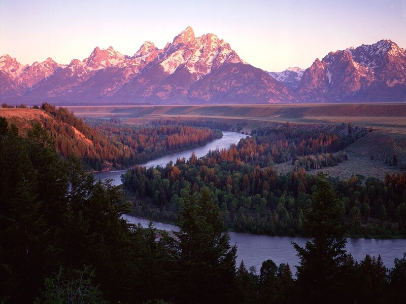 Tetons Mountain Range — Purple, Serene, Sunset