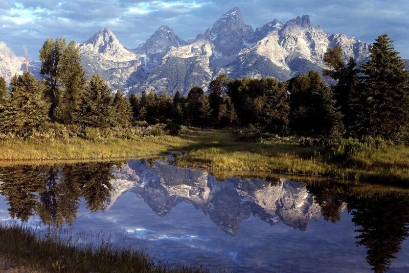 Tetons Mountains Reflection — Blue, Serene, Morning