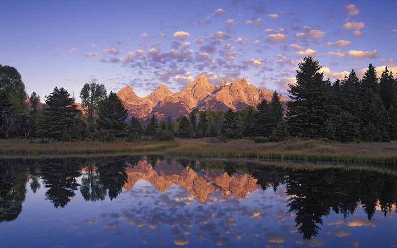 Tetons Mountains Reflection — Blue, Serene, Sunrise