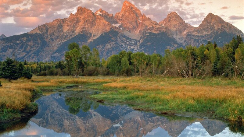 Tetons Mountains Reflection — Brown