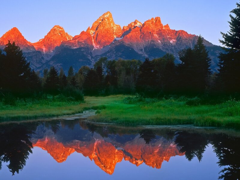 Tetons Mountains Reflection — Orange