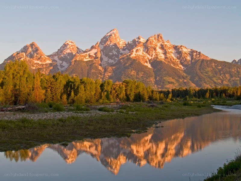 Tetons reflected in a river