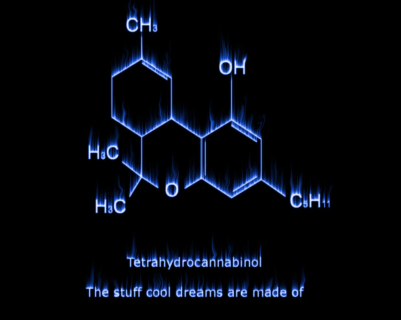 Tetrahydrocannabinol Molecule — Blue