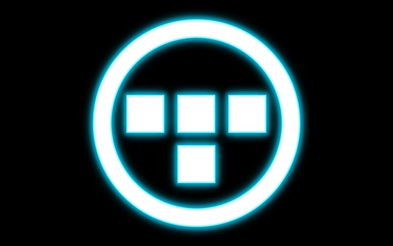 Tetris logo glowing blue