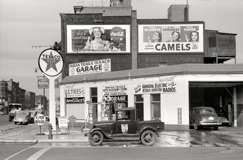 Texaco gas station in the 1940s