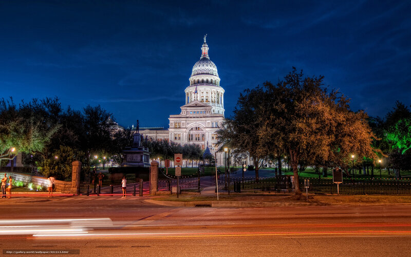 Texas State Capitol Building — Blue, Serene, Night, Photograph