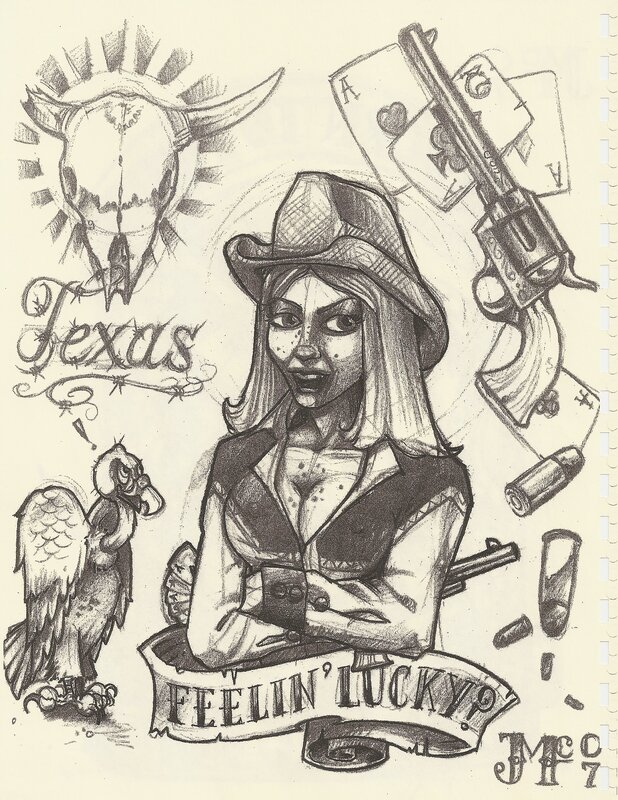 Texas-themed tattoo art
