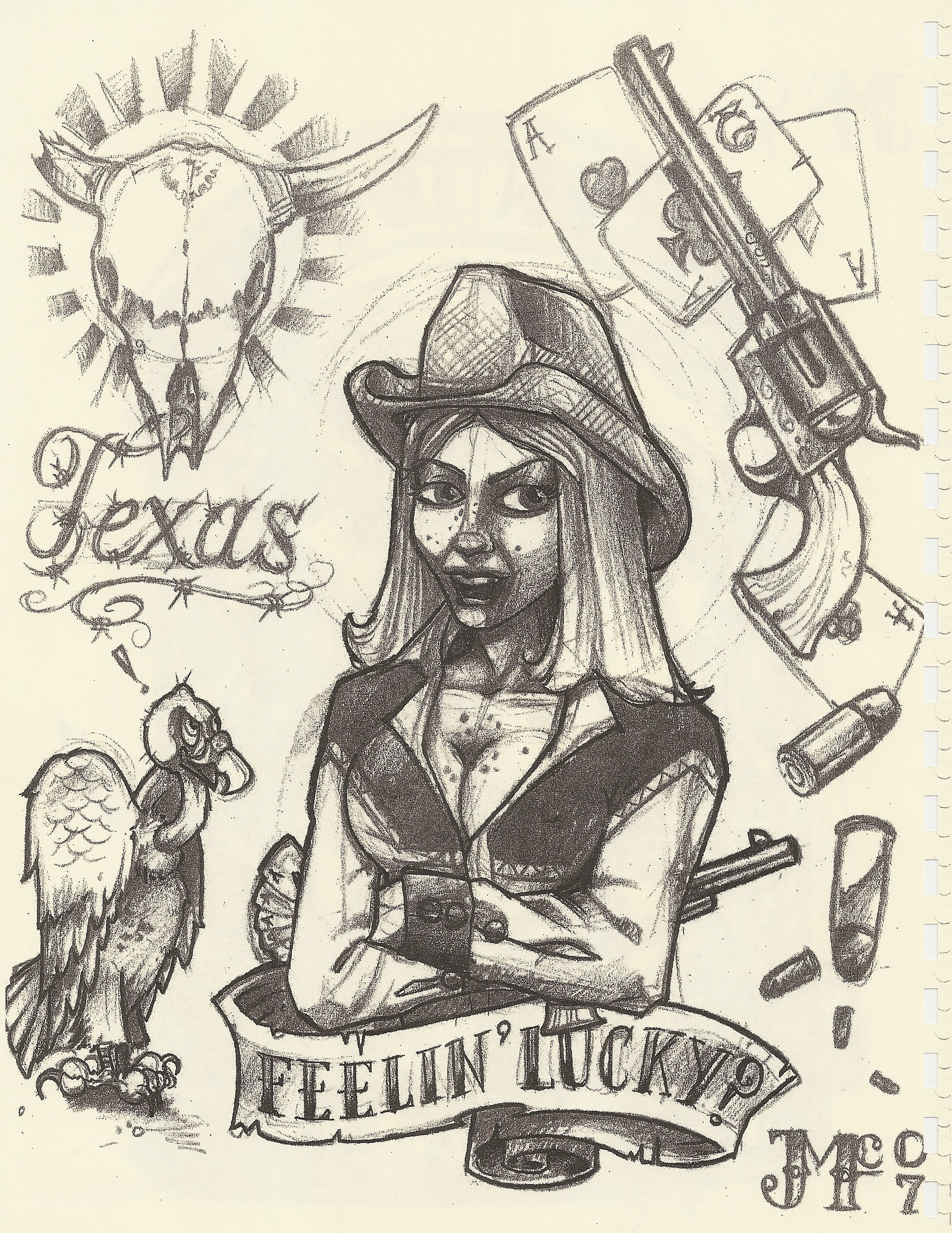 Texas-themed tattoo art
