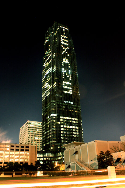 texas tower at night