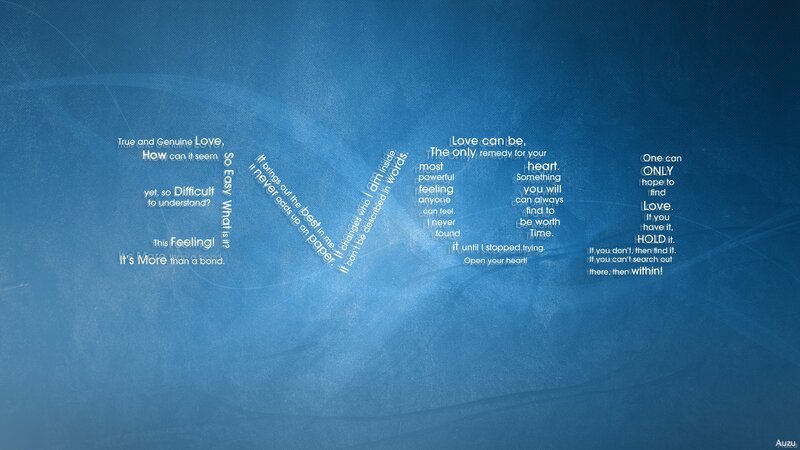 Text About Love on Blue Background