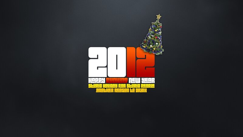 Text and Christmas Tree — Black