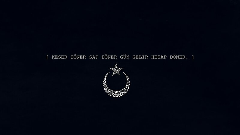 Text and Crescent Symbol