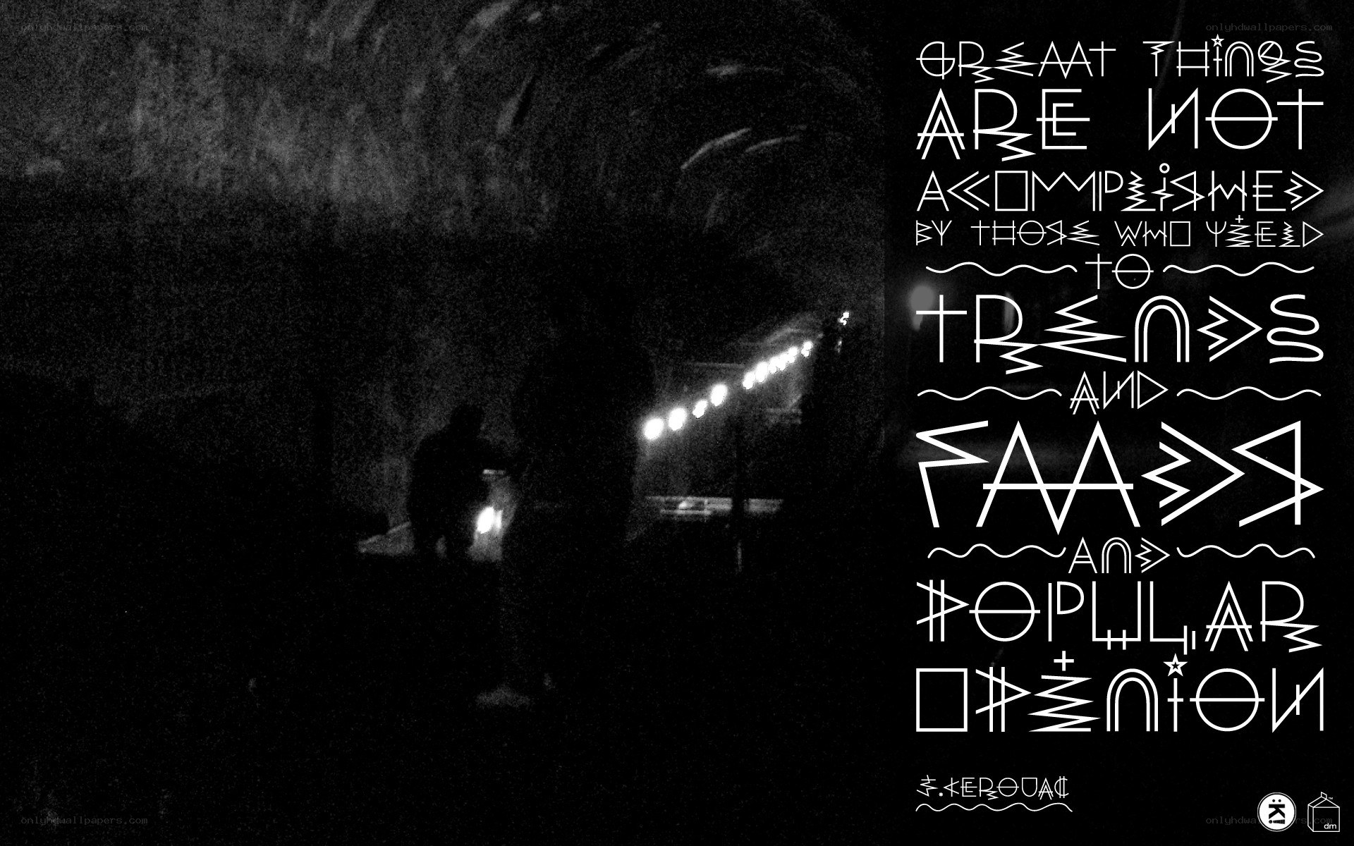 text art in dark tunnel