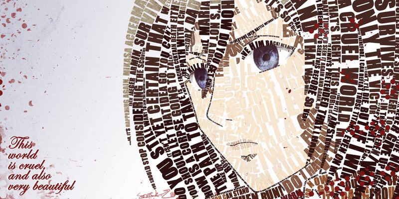 text art of a face with quotes