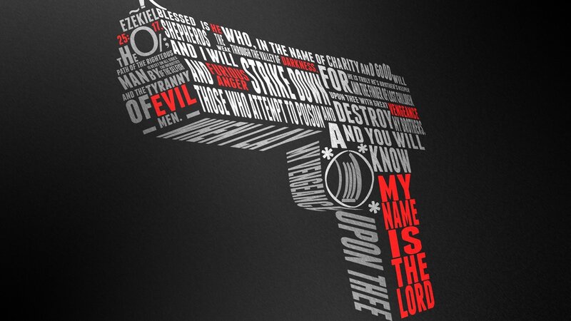 Text Art of a Gun — Black, Dramatic