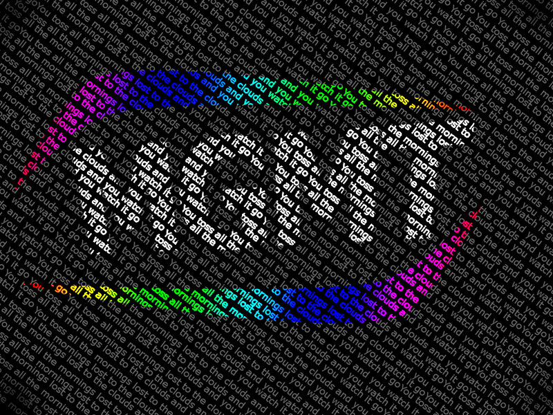 text art of a rainbow-colored hand