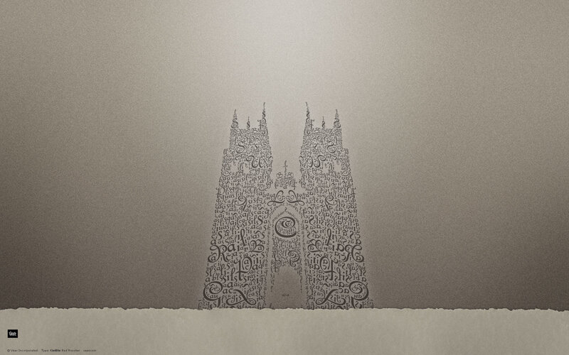 text art of cathedral towers