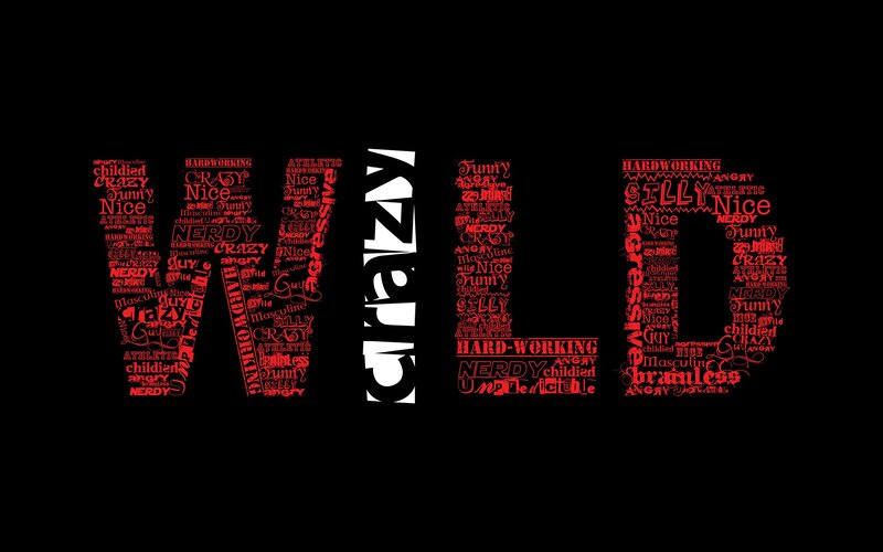 Text Art on Black Background — Bold