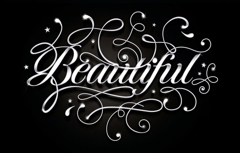 Text Art on Black Background — Elegant