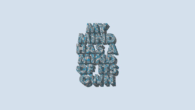 Text Art on Blue Background — Calm, Illustration