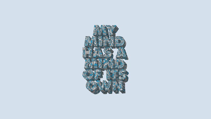 Text Art on Blue Background — Calm