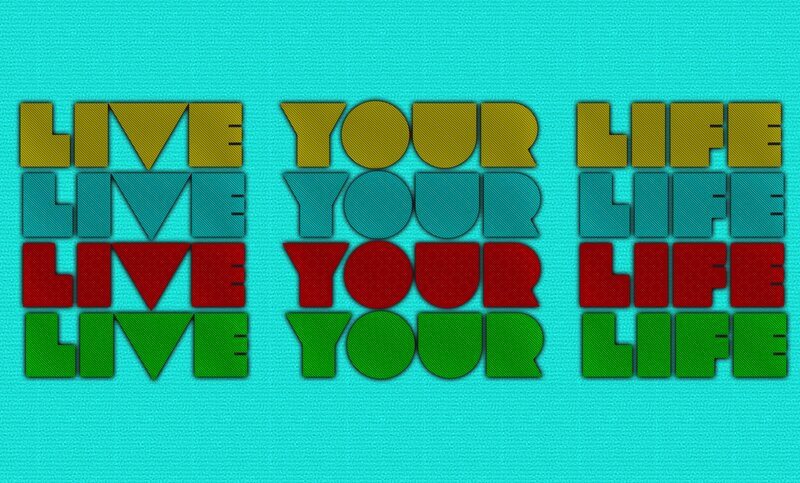 Text Art on Blue Background — Cyan