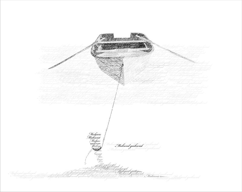 Text-based boat illustration