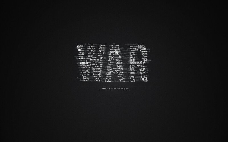 Text Collage on Black Background — Somber, Digital Art