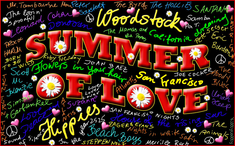 Text Collage on Black Background
