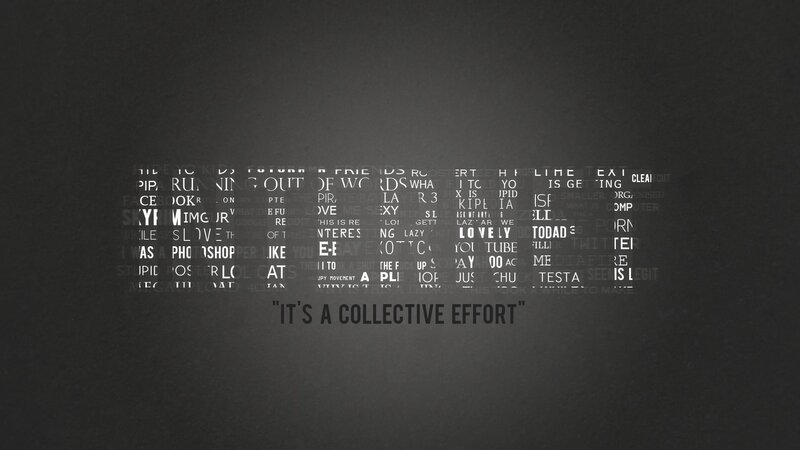 Text Collage on Dark Background — Black, Minimalist