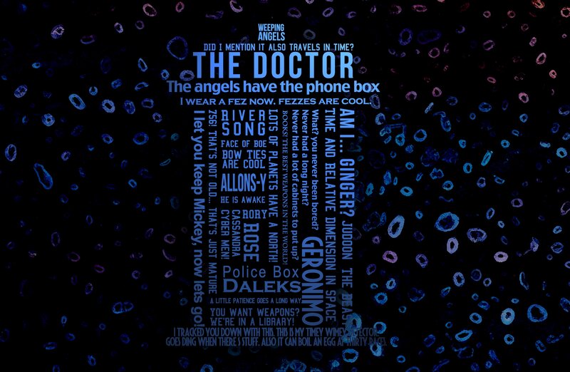 Text Collage on Dark Background — Black, Mysterious