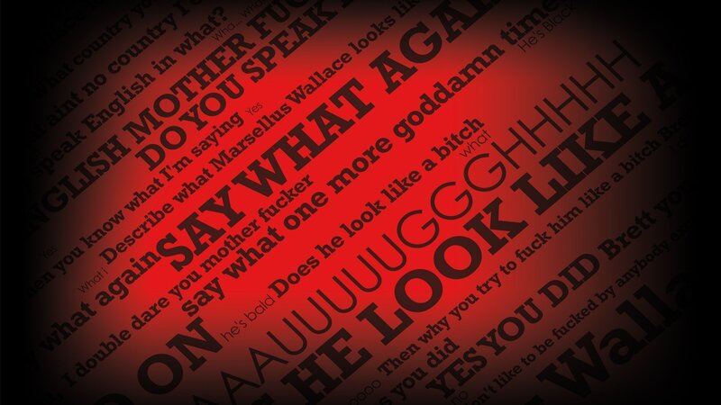 Text Collage on Red Background — Intense
