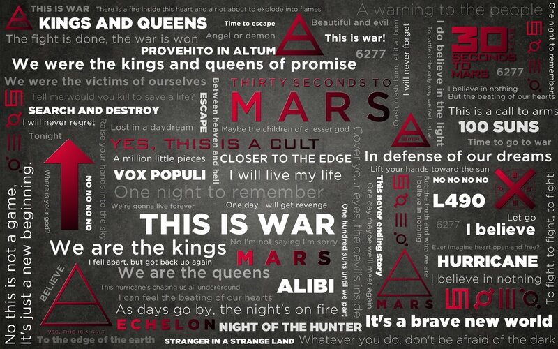 Text Collage with Band Names — Black, Intense, Dramatic