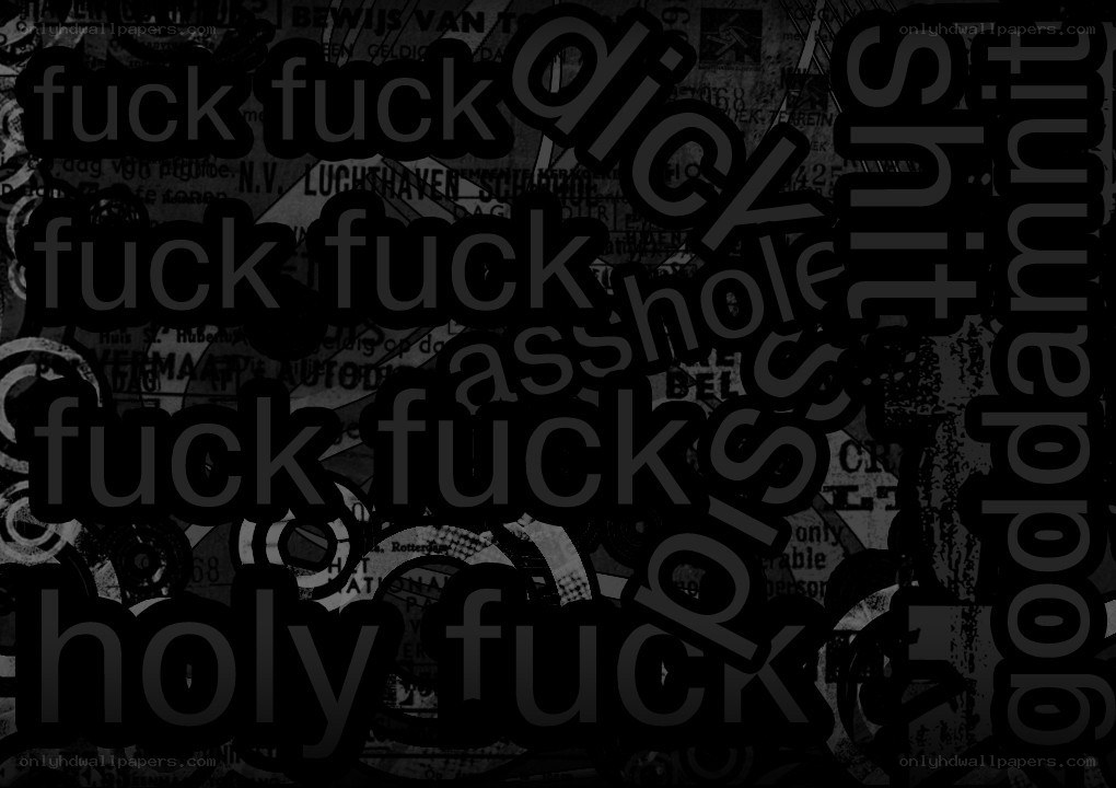 text collage with profanity