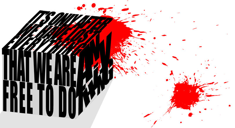 text cube with blood splatter
