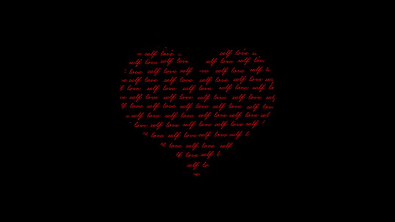 Text Forming a Heart Shape — Black