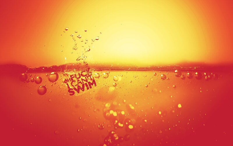 text in water splash
