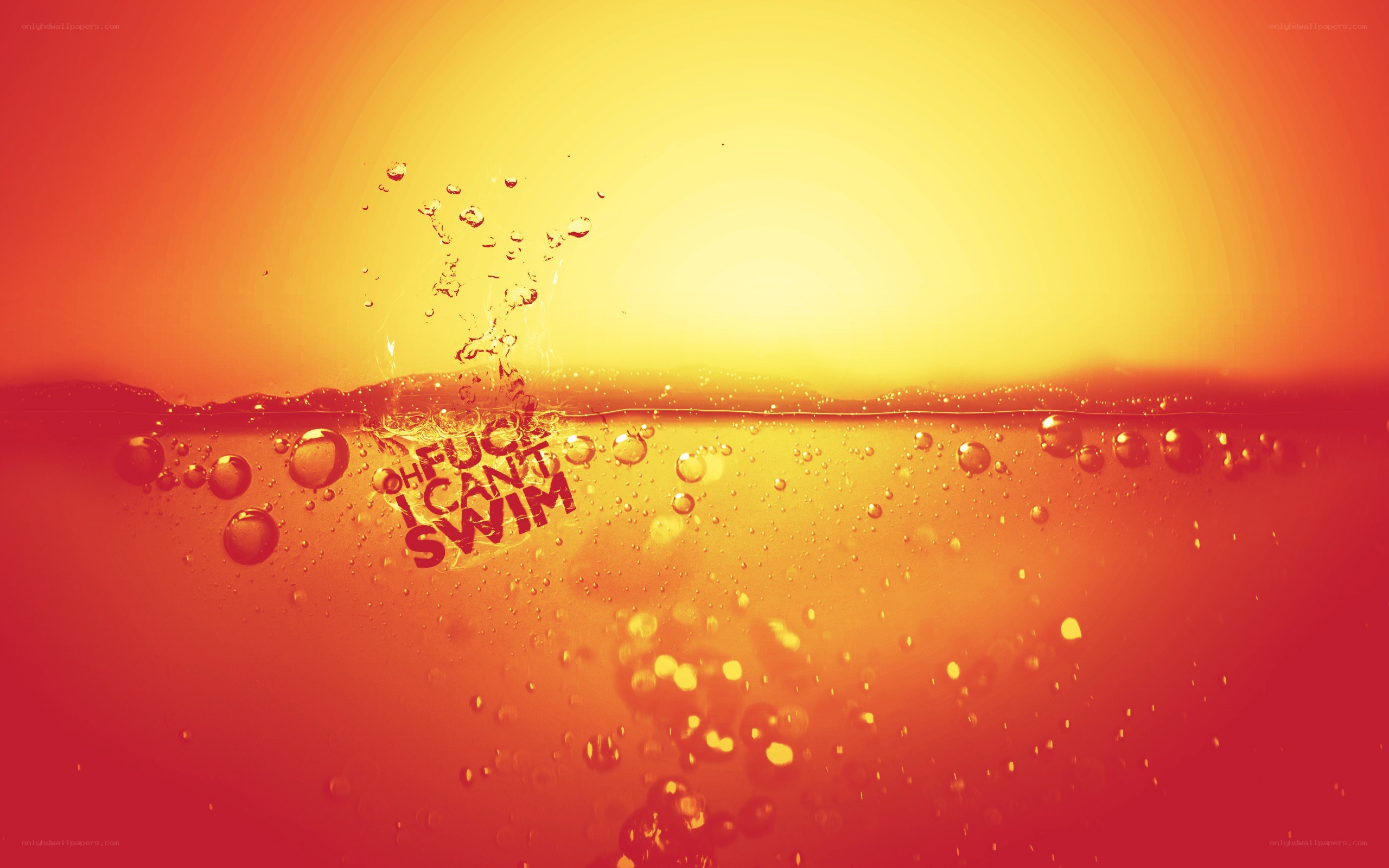 text in water splash
