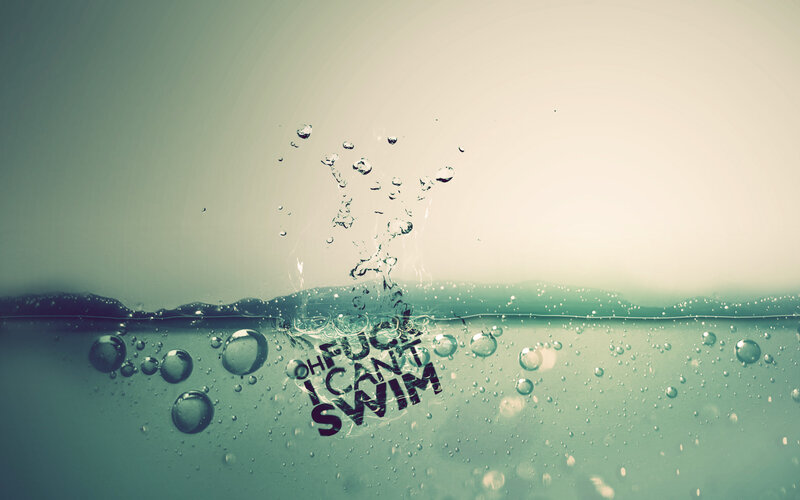 text in water splash