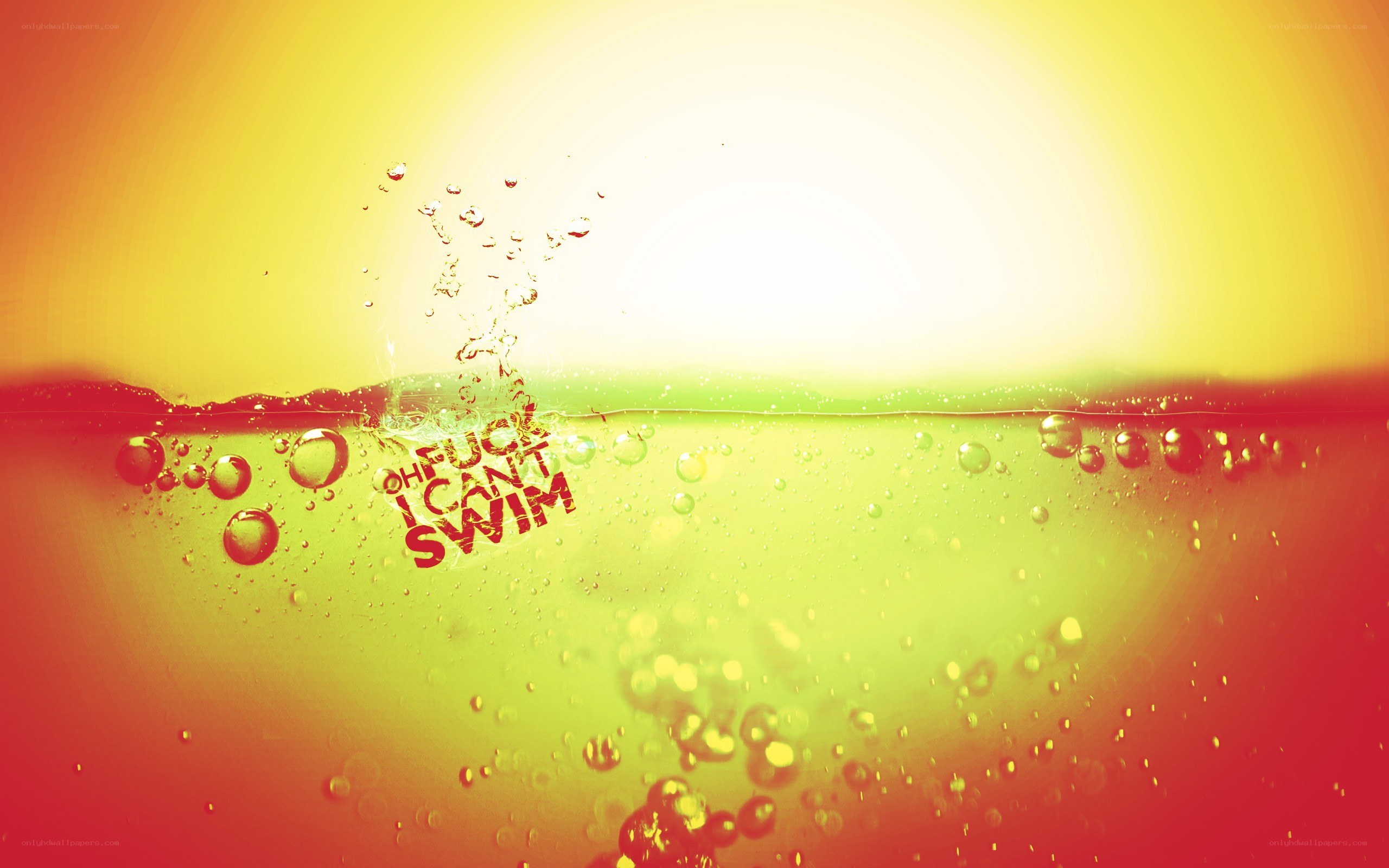 text in water with bubbles