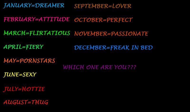 Text List of Months