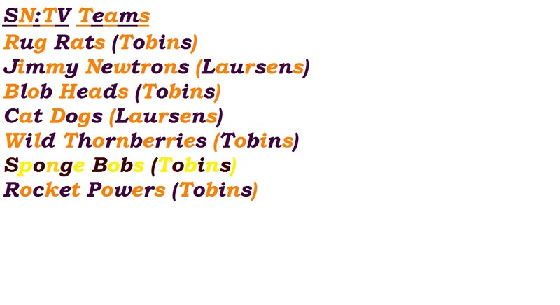 Text List of SN:TV Teams