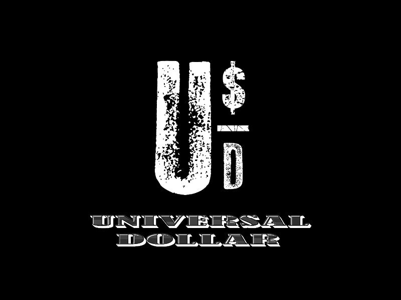 Text Logo on Black — Minimalist, Vector Art, Dollar Sign