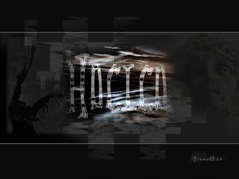 Text Logo on Dark Background — Black, Digital Art, Abstract Shapes